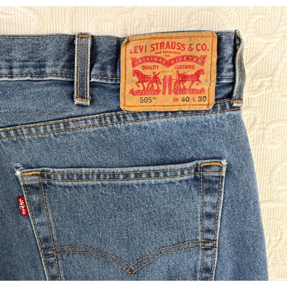 Levis 505 Regular Fit Straight Leg Jeans Mens 40x30 Blue Medium Wash Denim